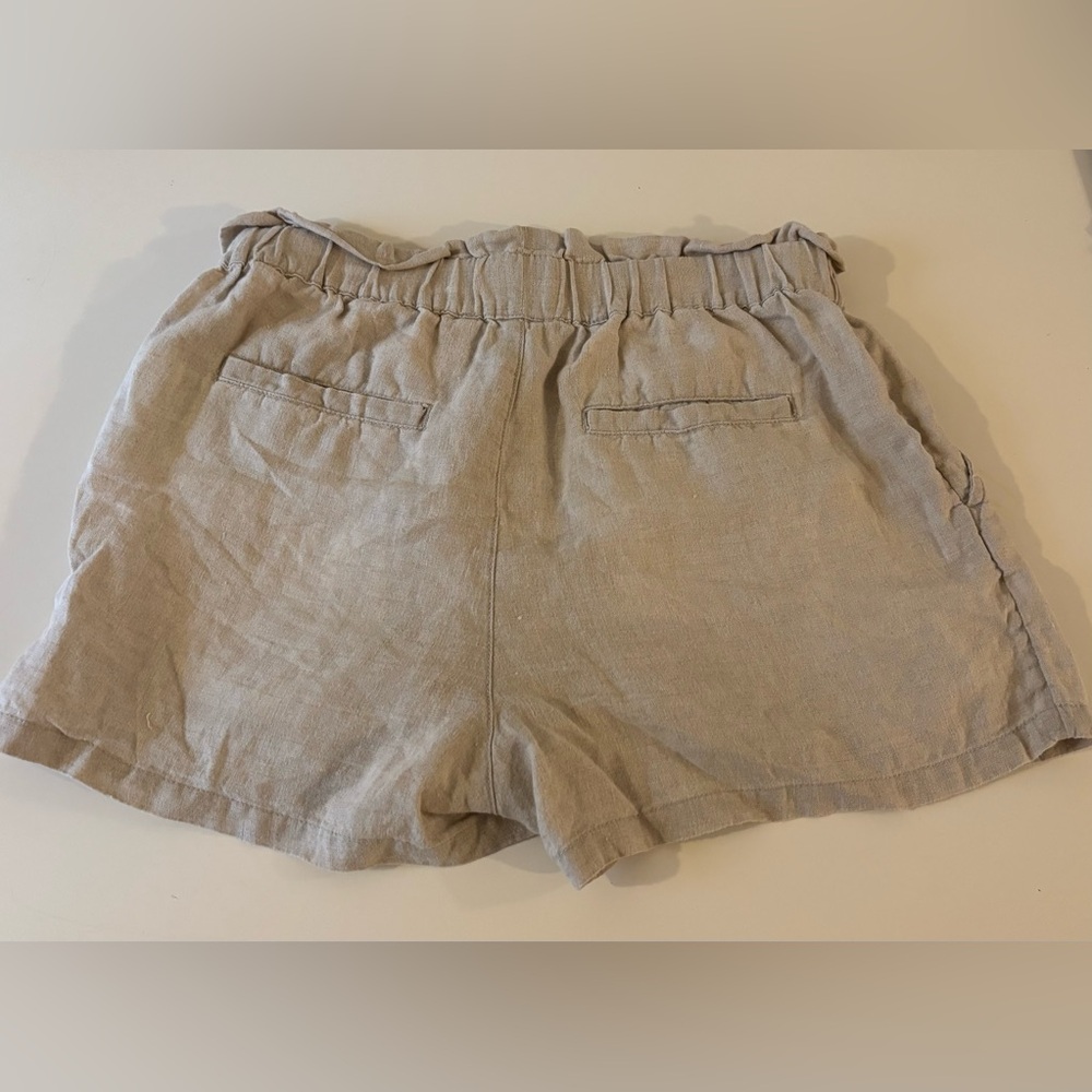 C&C California Linen Paperbag Waist Shorts Small Cream Elastic Waist - Picture 4 of 5